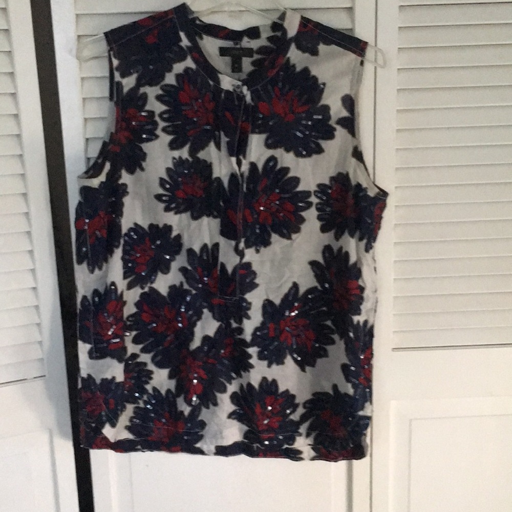 Jcrew cotton sleeveless shirt with sequin detail